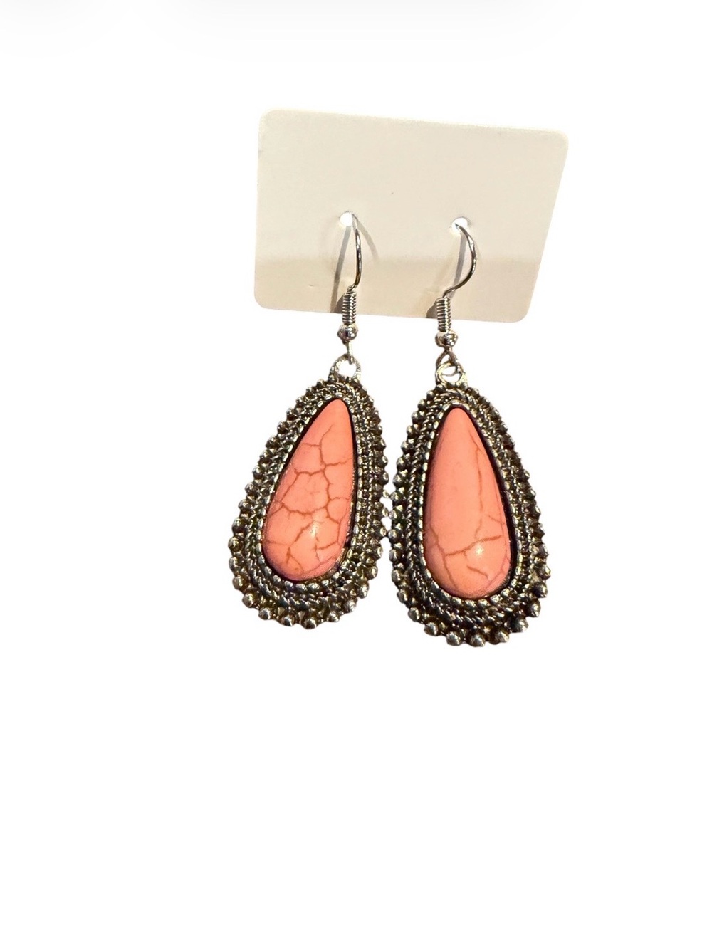 Vintage-Style  Western Pink Teardrop Dangle Earrings - Picture 2 of 4